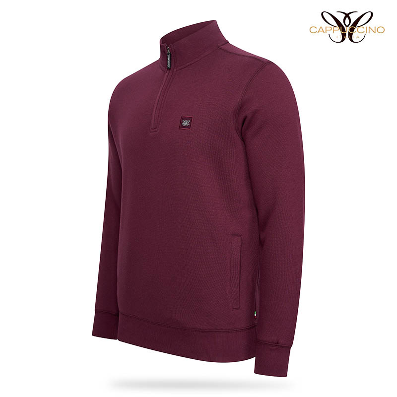 Cappuccino Italia - Heren Sweaters Zip Sweater Burgundy - Rood - Maat M