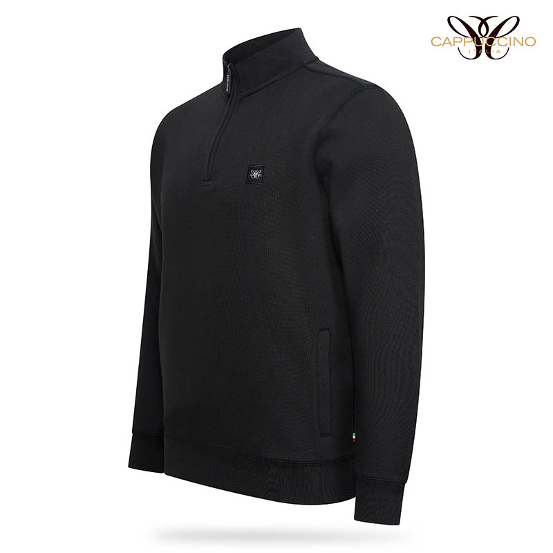 Cappuccino Italia - Heren Sweaters Zip Sweater Zwart - Zwart - Maat M