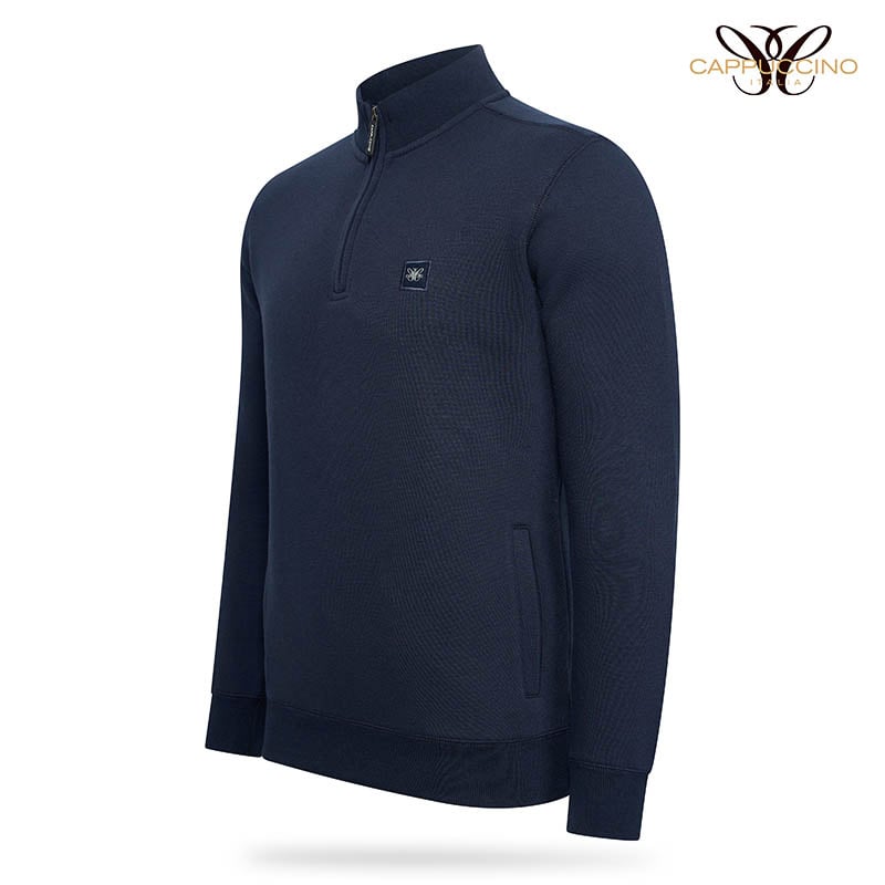 Cappuccino Italia - Heren Sweaters Zip Sweater Navy - Blauw - Maat M