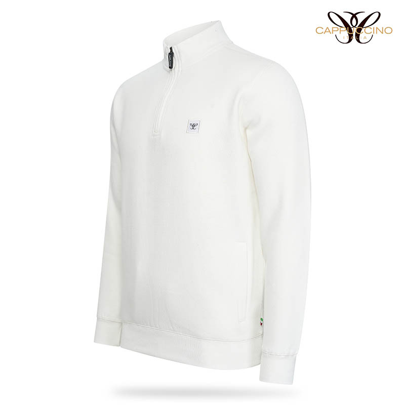 Cappuccino Italia - Heren Sweaters Zip Sweater Wit - Wit - Maat M