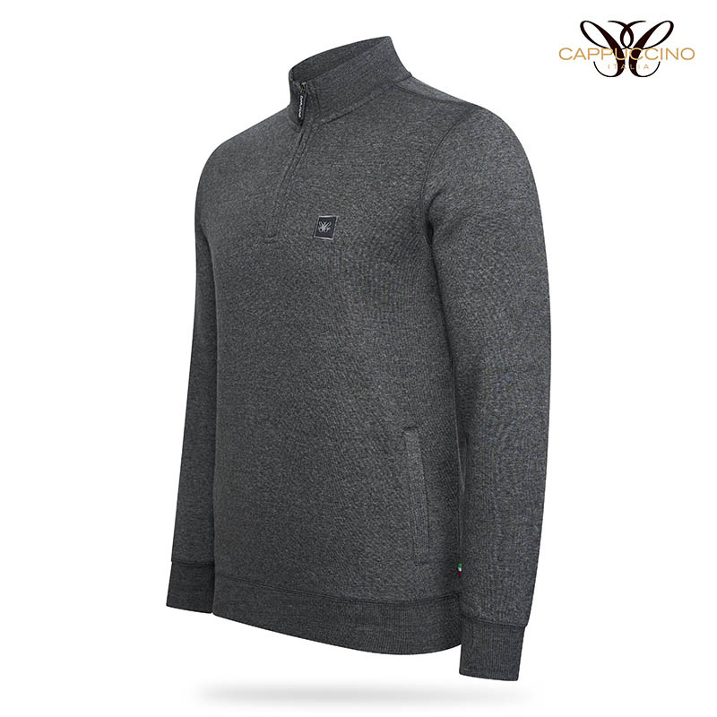Cappuccino Italia - Heren Sweaters Zip Sweater Antraciet - Grijs - Maat M