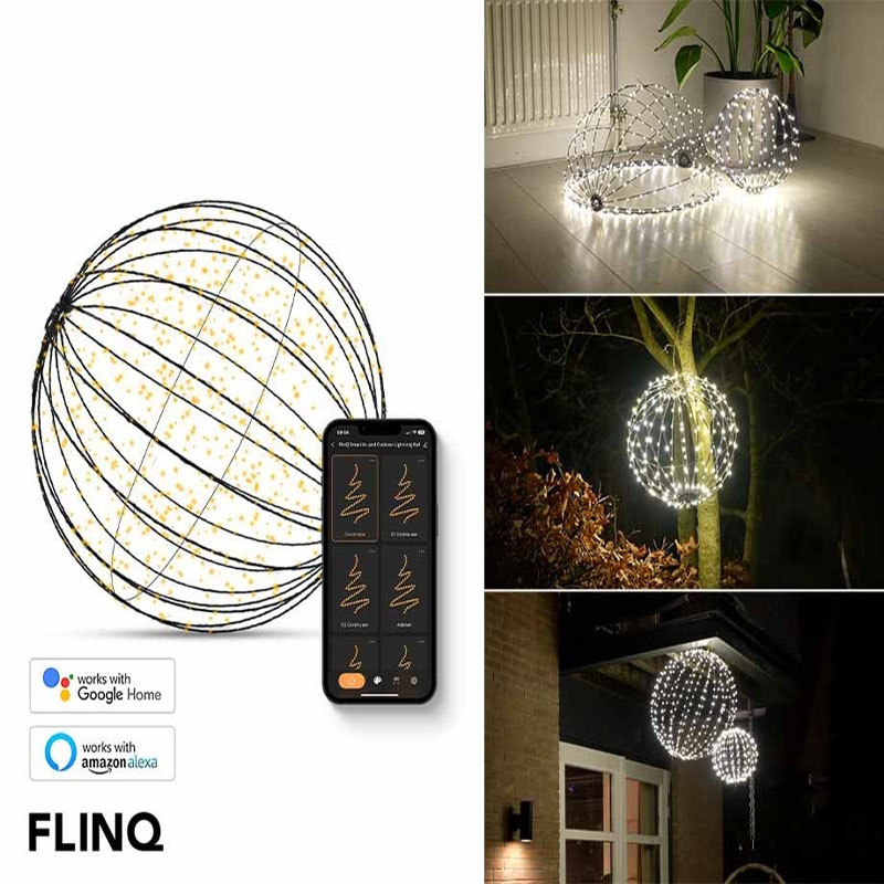 FlinQ Slimme Lichtbol - Slimme Lampen - Hanglamp - Binnen & Buiten - LED - Ø 30 CM - Zwart