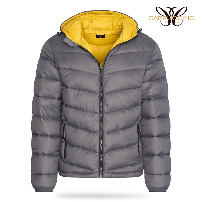 Cappuccino Italia - Heren Jas winter Hooded Winter Jacket Antraciet - Grijs - Maat S