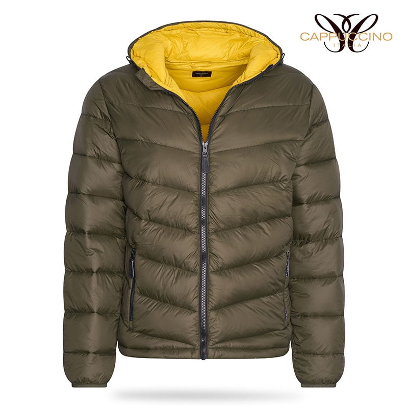 Cappuccino Italia - Heren Jas winter Hooded Winter Jacket Army - Groen - Maat XXL