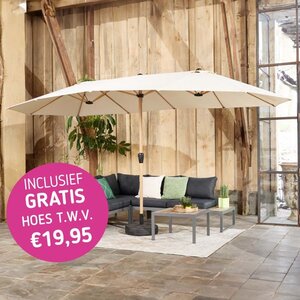 Dubbele Parasol Houtlook - Met Gratis Hoes!