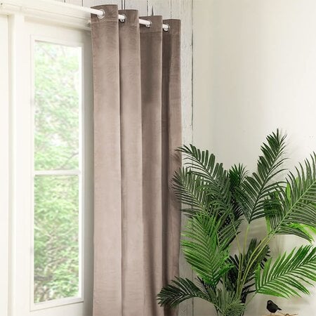 TWEEDE KANS - Velvet Gordijnen - 300 x 250 cm - Ringen - Licht Taupe