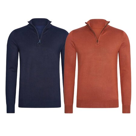 Modieuze Zip Pullover - 3XL - Kastanjebruin