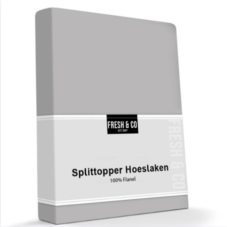 Hoeslaken Katoen Flanel - Splittopper - Lichtgrijs
