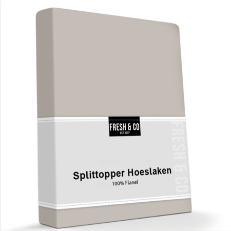 Hoeslaken Katoen Flanel - Splittopper - Taupe