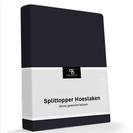 Hoeslaken Katoen Dubbel Jersey - Splittopper - Zwart