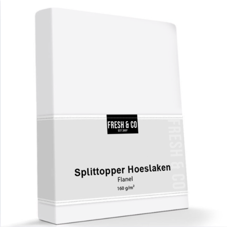 Hoeslaken Flanel - Splittopper - Wit