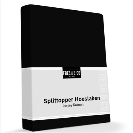 Hoeslaken Katoen Stretch - Splittopper - Zwart