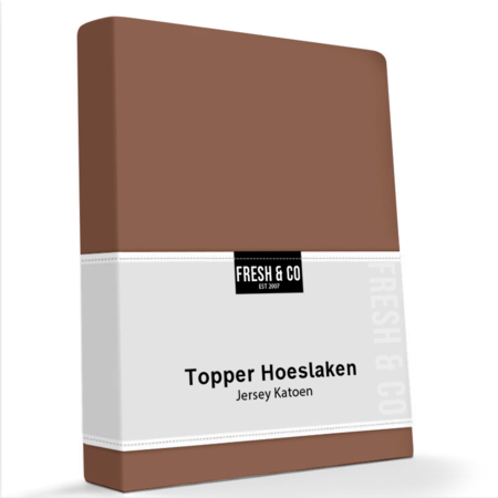 Hoeslaken Katoen Stretch - Topper - Cognac
