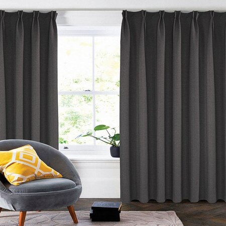 Verduisterende & Isolerende Gordijnen Met Linnen Look 150 Of 300 cm - Ringen - Antraciet