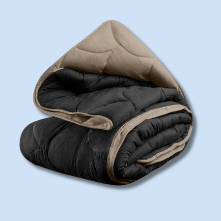 Lazy Dekbed - Double Face - Zwart / Taupe