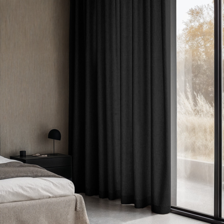 Gordijnen Met Linnen Look 150 Of 300 cm - Haken - Zwart