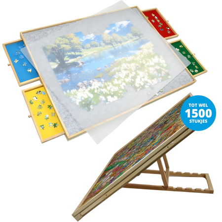 Puzzeltafel met Uitschuifbare Lades  & Standaard