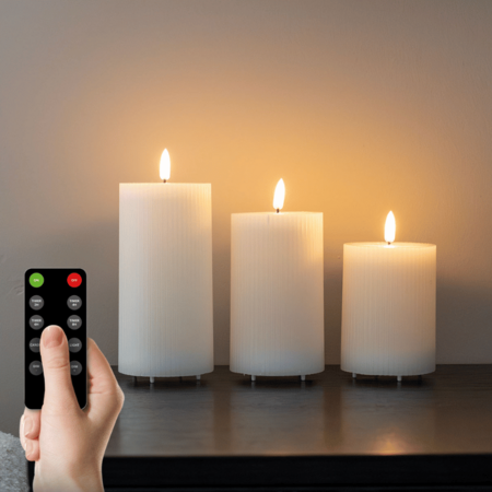 3-PACK Oplaadbare LED Kaarsen - Wit / Taupe