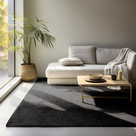 Handgeweven Jute Vloerkleed - Zwart