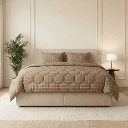 Easy Dekbed Zonder Overtrek - McGregor Squares - Taupe