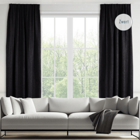 TWEEDE KANS Isolerende Geweven Gordijnen - 260 x 150 cm - Zwart