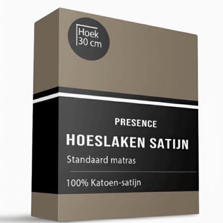 Hoeslaken Katoen Satijn Uni - Taupe