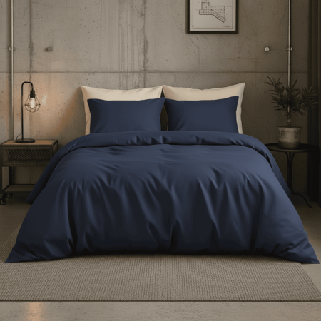 Dekbedovertrek Satijn Uni - Navy