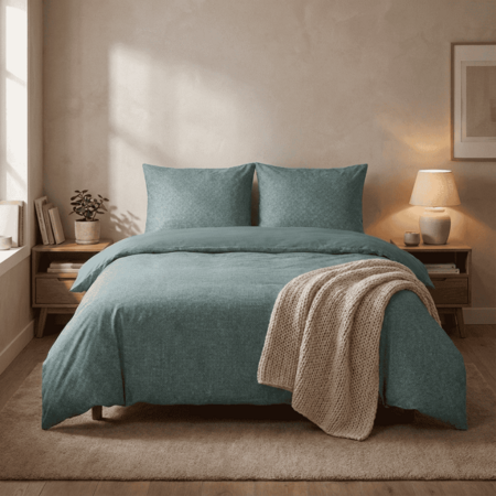 Dekbedovertrek Percale Katoen - Stonewash Groen