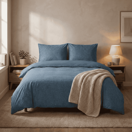 Dekbedovertrek Percale Katoen - Stonewash Blauw