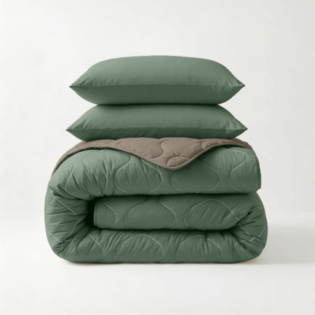 Lazy Dekbed Zonder Overtrek - Groen/Kaki