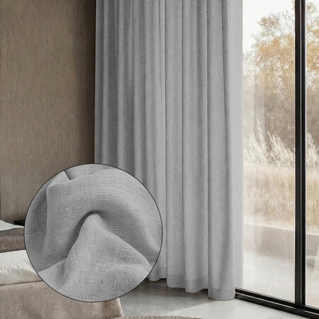Gordijnen Met Linnen Look 150 Of 300 cm - Haken - Licht Grijs