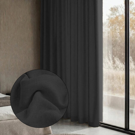 Gordijnen Met Linnen Look 150 Of 300 cm - Ringen - Zwart