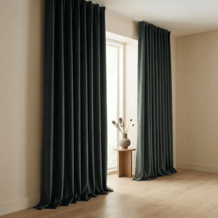 Gordijnen 100% Verduisterend - Haken - Antraciet