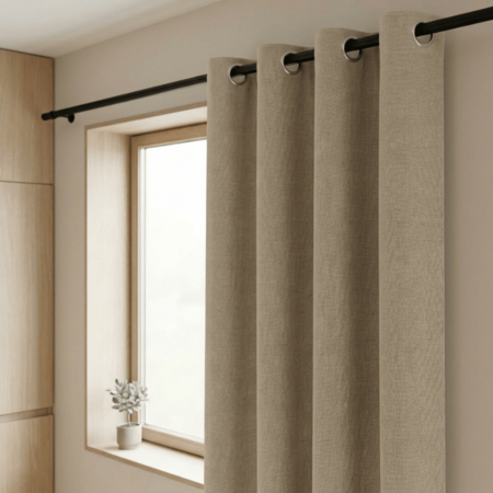 Gordijnen 100% Verduisterend - Ringen - Beige