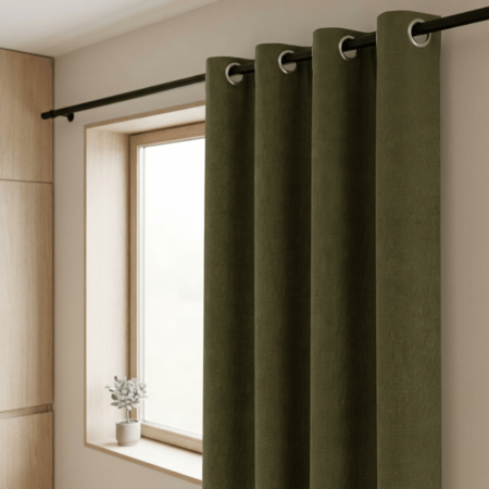 Gordijnen 100% Verduisterend - Ringen - Olijfgroen