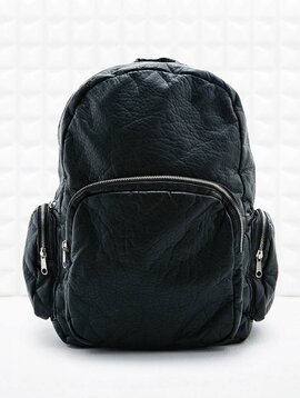 Black leather backpack