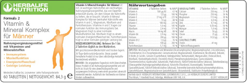 Complejo de vitaminas y minerales - Herbalife Formula 2