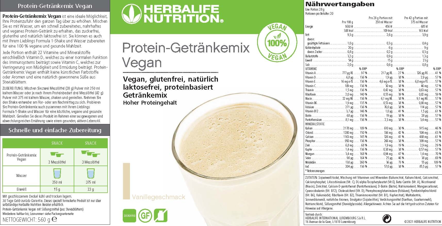 Herbalife Protein Drink Mix Vegan - Vanilla