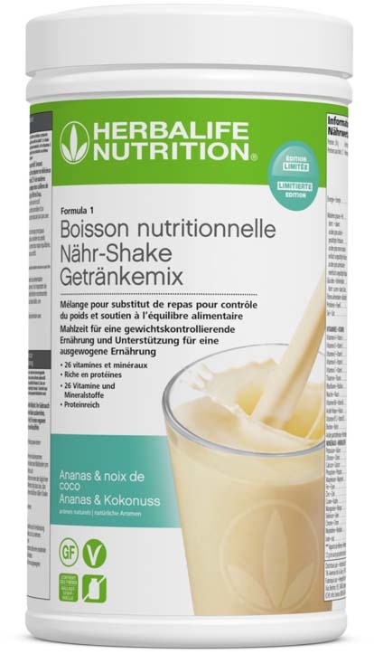 Herbalife Formula 1 Healthy Meal - Pineapple and Coconut - Pina Colada - vegan ingredients