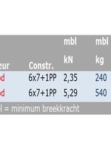 Verzinktes Drahtseil 6x7+FE PVC rot ummantelt 1000 Meter