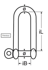 Niro D Schäkel lange Form A4 - AISI 316, Materialstärke 4 mm bis 12 mm