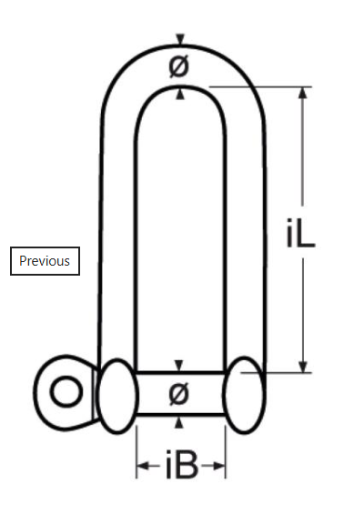 Niro D Schäkel lange Form A4 - AISI 316, Materialstärke 4 mm bis 12 mm