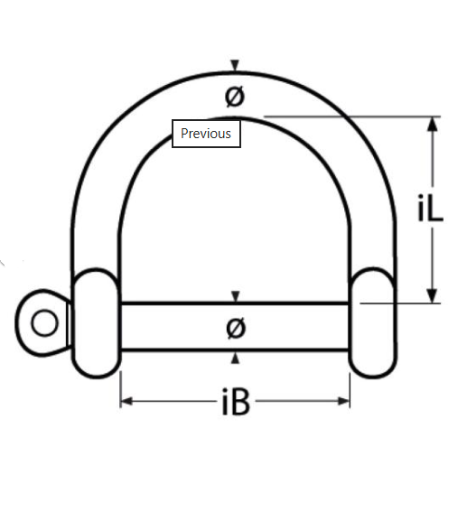 Niro D Schäkel mit großer Öffnung A4 - AISI 316, Materialstärke 5 mm bis 10 mm