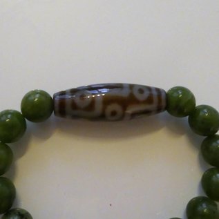 Armband Jade mit Dzi " 9 Augen " , für gute Geschäfte und Wohlstand