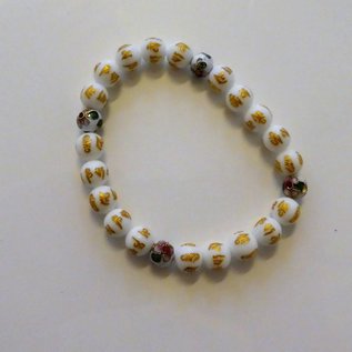 Armband Turmalin mit Achat-Perlen und Mantra " OM MANI PADME HUM"