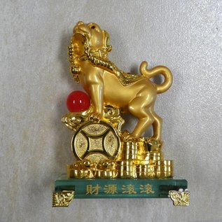 Goldener Hund für Wohlstand mit Münzen ca. 14x9x20cm