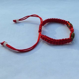 rotes Armband 2 Karpfen mit Blüte, verstellbar