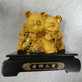 Goldenes Glücksschwein auf Goldbarren, ca.15x9x19cm - Copy
