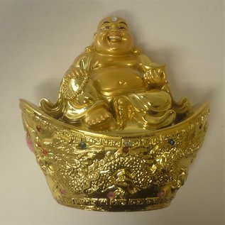 lachender Buddha auf Goldbarren ca.9x6x10cm