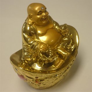 lachender Buddha auf Goldbarren ca.9x6x10cm